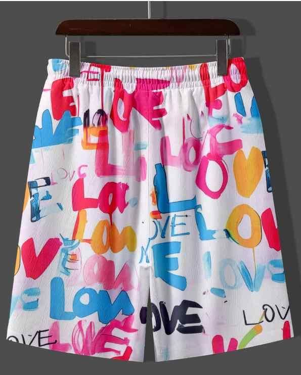 Men's Casual Summer Shirt Set Heart English Two-piece Co-ord Set